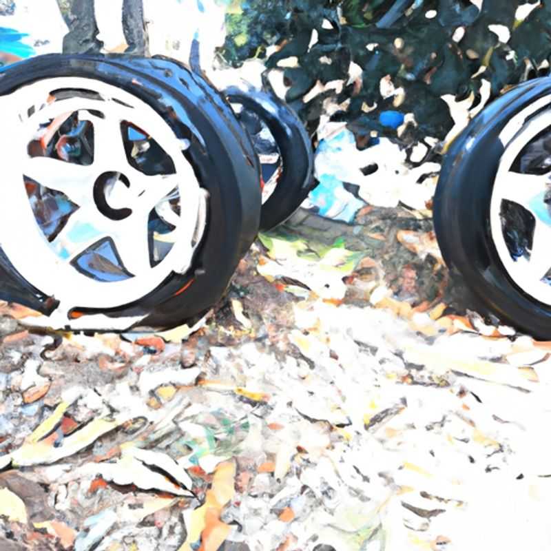 Close-up of high-performance wheels and rims for an RC car.